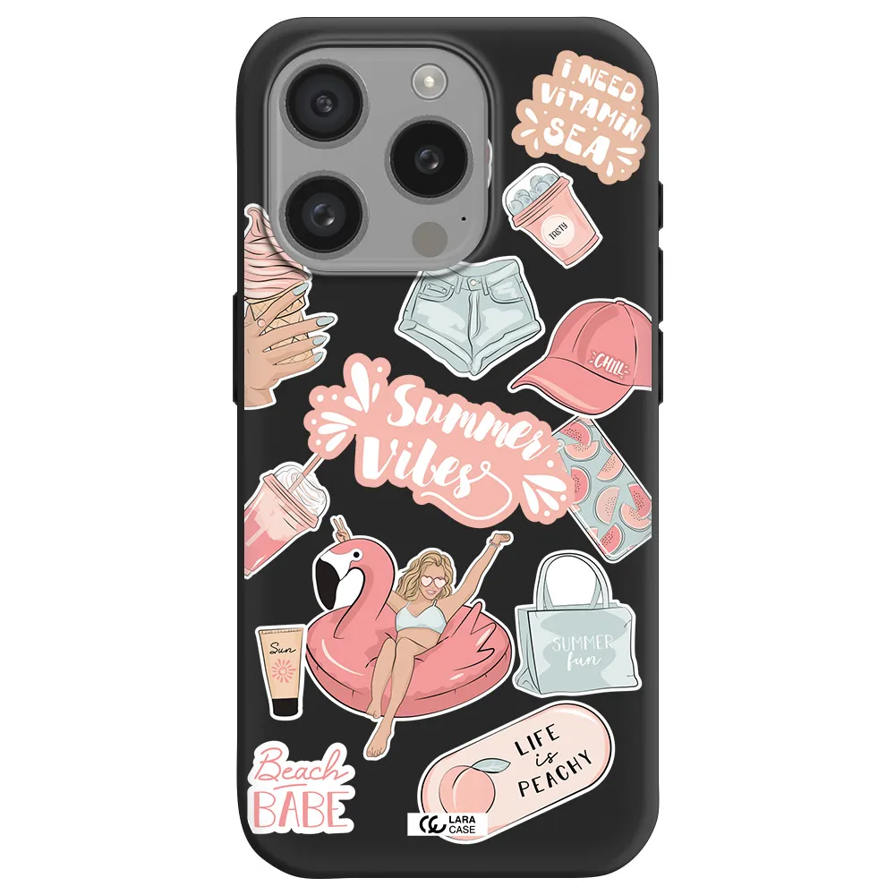 Summer Vibes Sticker Apple Iphone 15 Pro Silicone Black Case