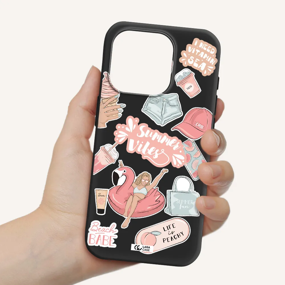 Summer Vibes Sticker Apple Iphone 15 Pro Silicone Black Case