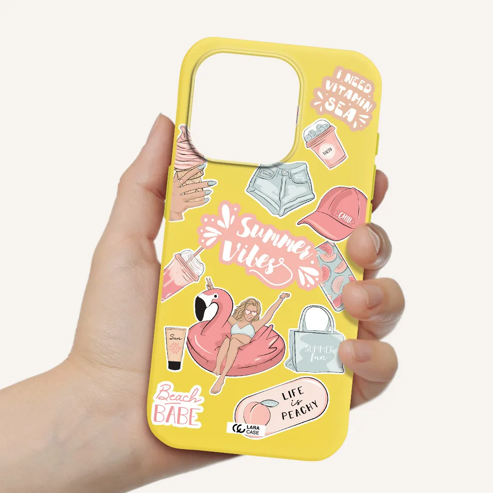 Summer Vibes Sticker Apple Iphone 15 Pro Silicone Canary Yellow Case