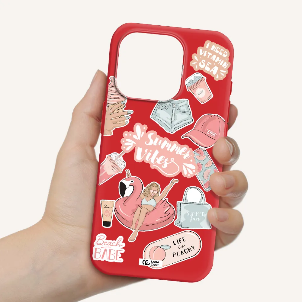 Summer Vibes Sticker Apple Iphone 15 Pro Silicone Imperial Red Case