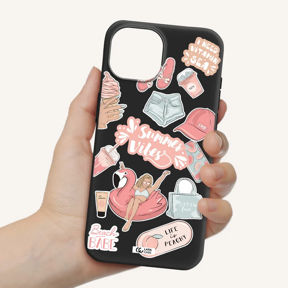 Summer Vibes Sticker Apple iPhone 15 Silicone black Case