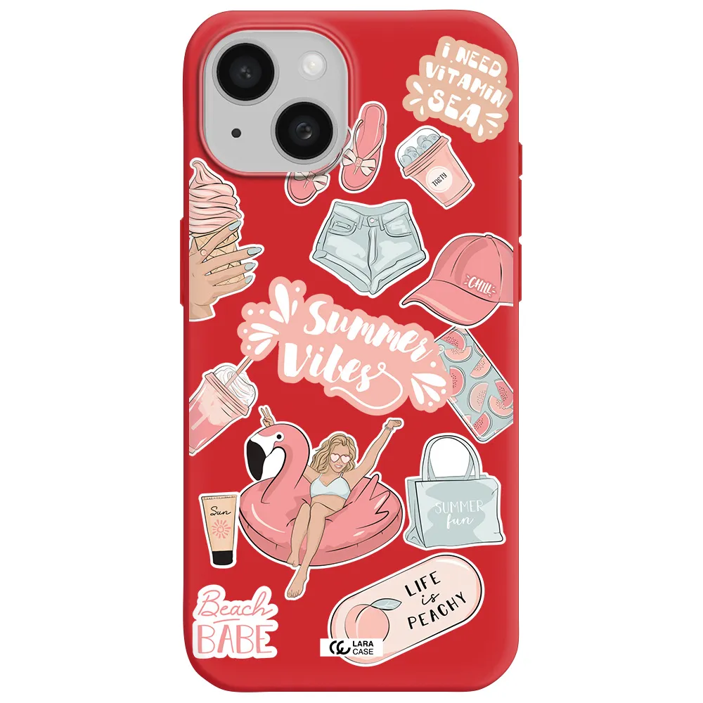 Summer Vibes Sticker Apple Iphone 15 Silicone Imperial Red Case