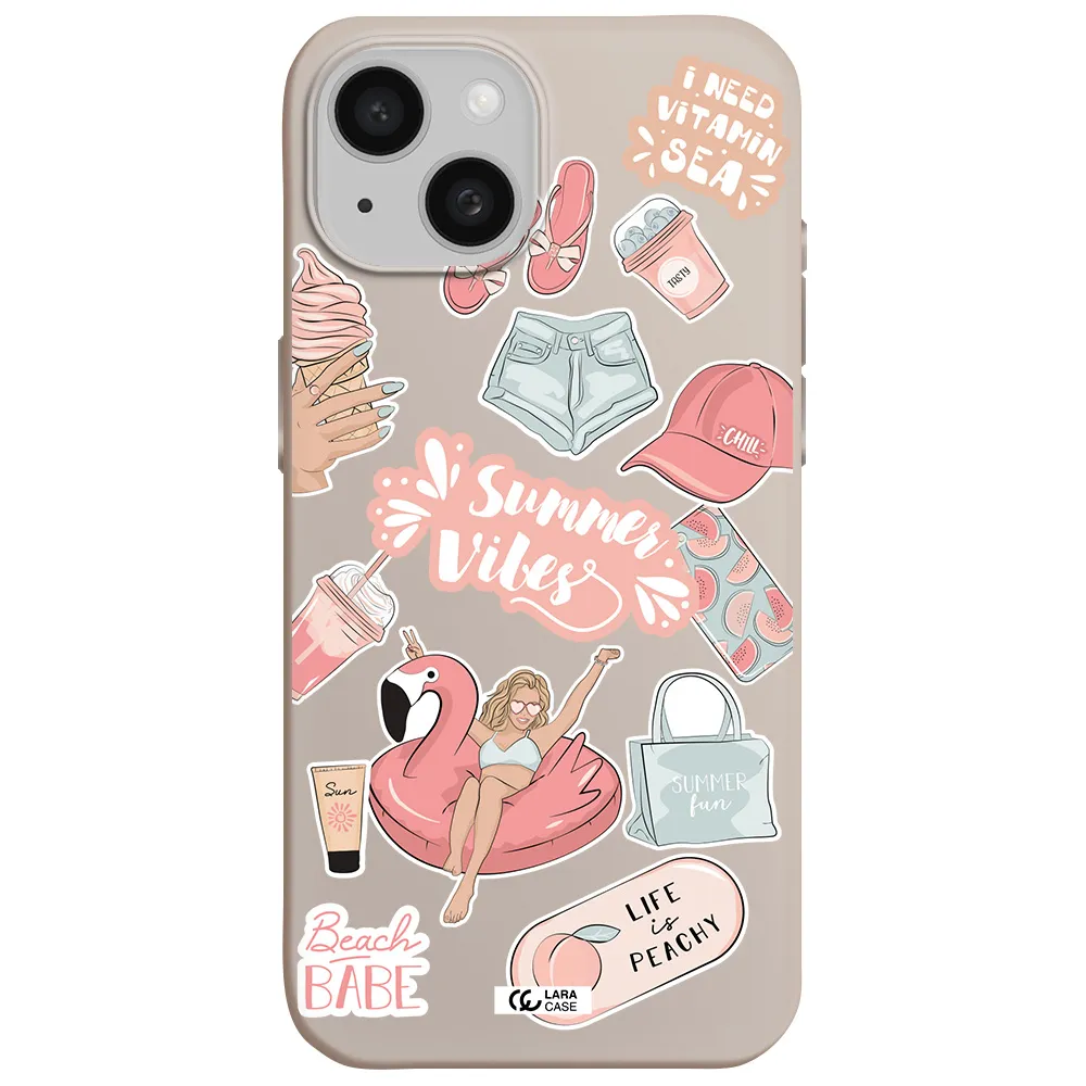 Summer Vibes Sticker Apple iPhone 15 Silicone Stone Case