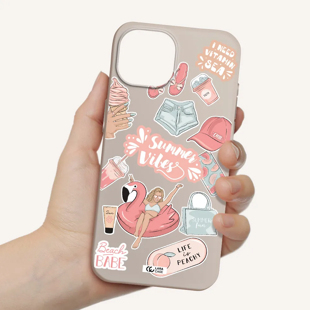 Summer Vibes Sticker Apple iPhone 15 Silicone Stone Case