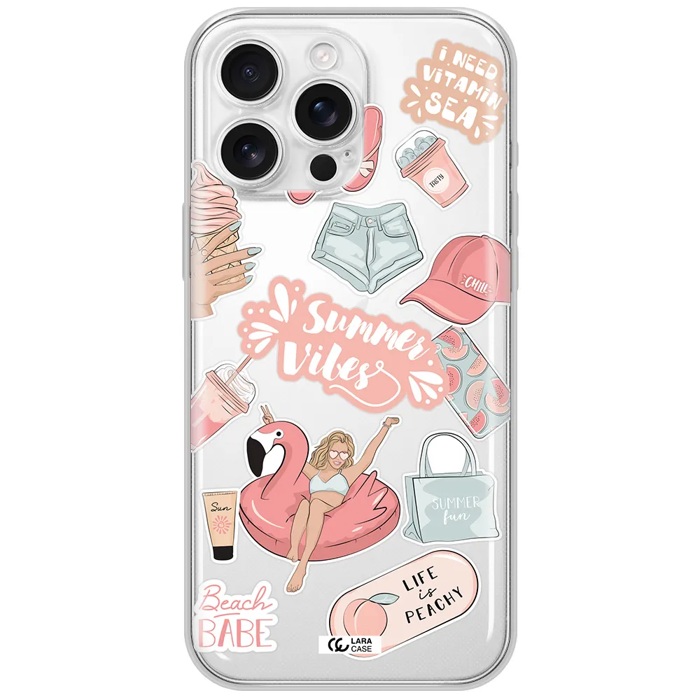 Summer Vibes Sticker Apple Iphone 16 Pro Max Clear Tpu Case