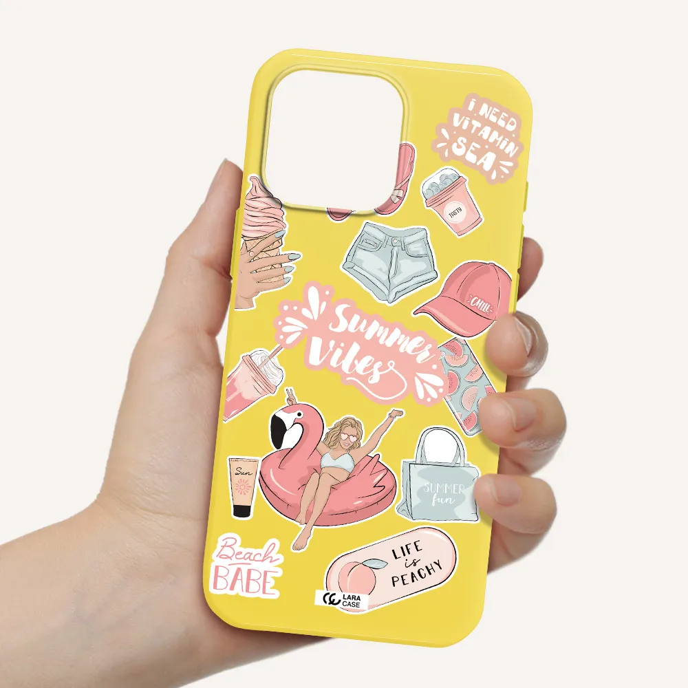 Summer Vibes Sticker Apple Iphone 16 Pro Max Silicone Canary Yellow Case