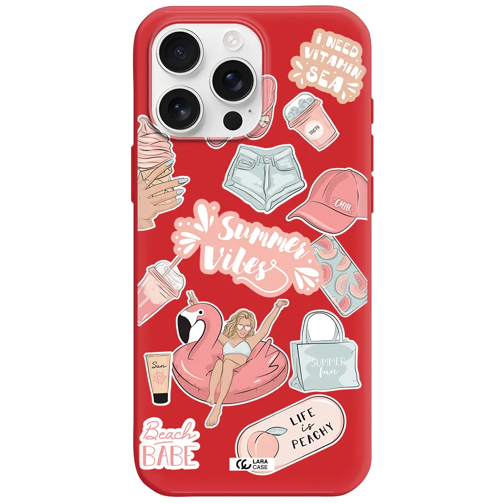 Summer Vibes Sticker Apple Iphone 16 Pro Max Silicone Imperial Red Case