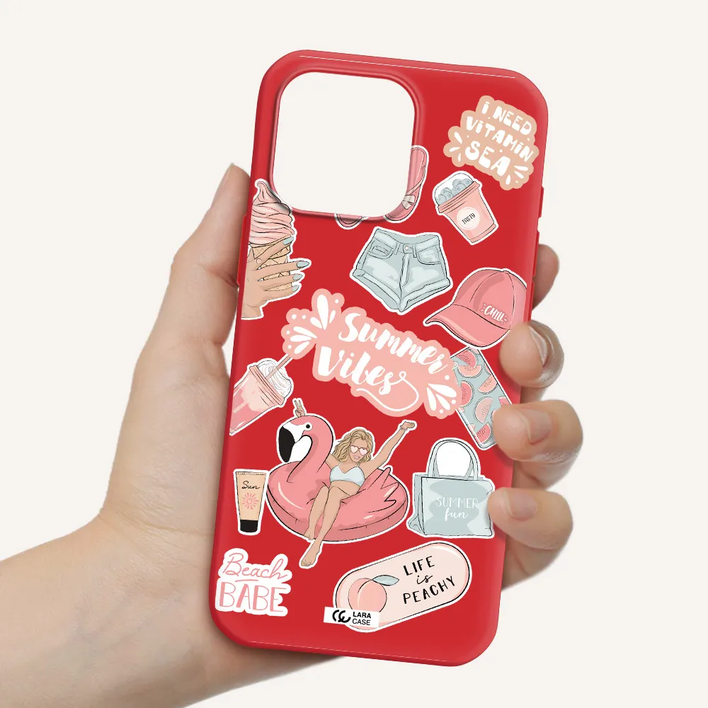 Summer Vibes Sticker Apple Iphone 16 Pro Max Silicone Imperial Red Case