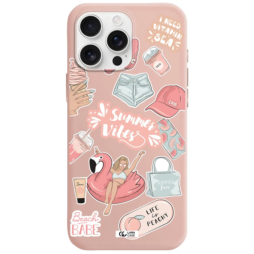 Summer Vibes Sticker Apple Iphone 16 Pro Max Silicone Pastel Pink Case