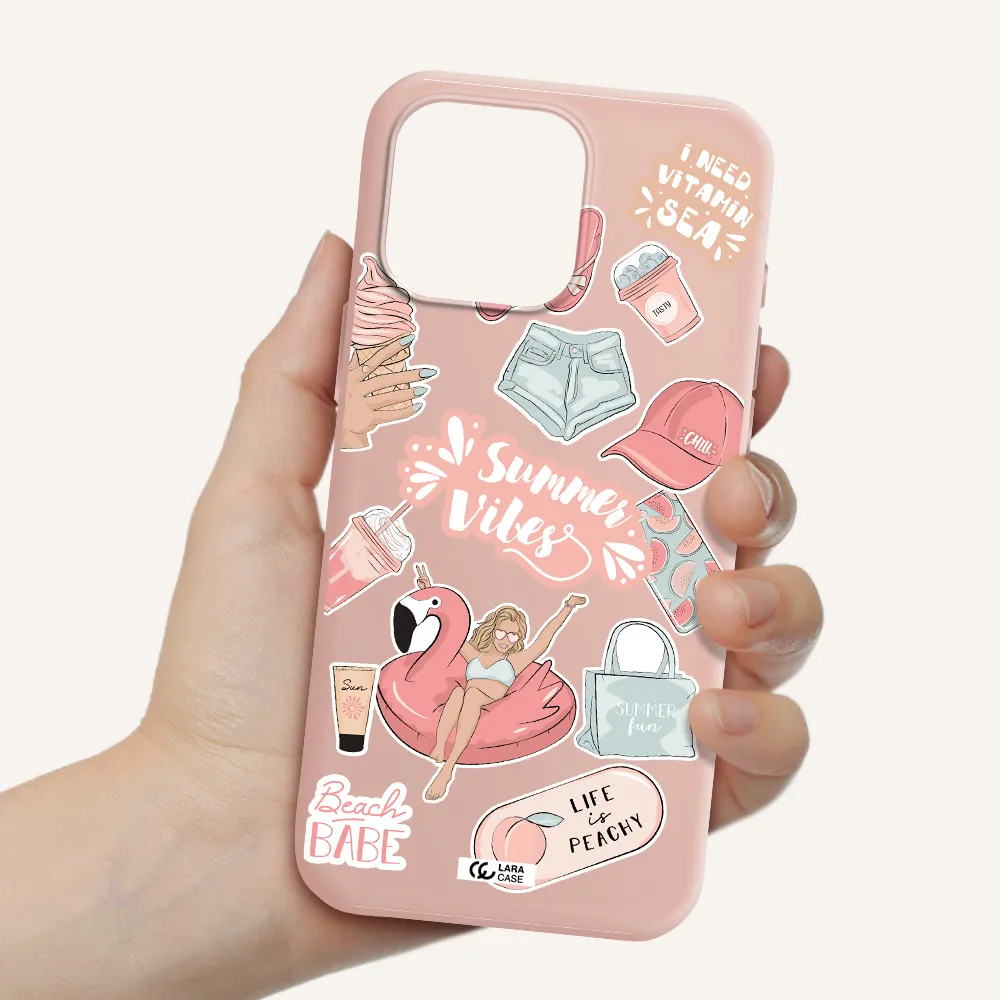 Summer Vibes Sticker Apple Iphone 16 Pro Max Silicone Pastel Pink Case