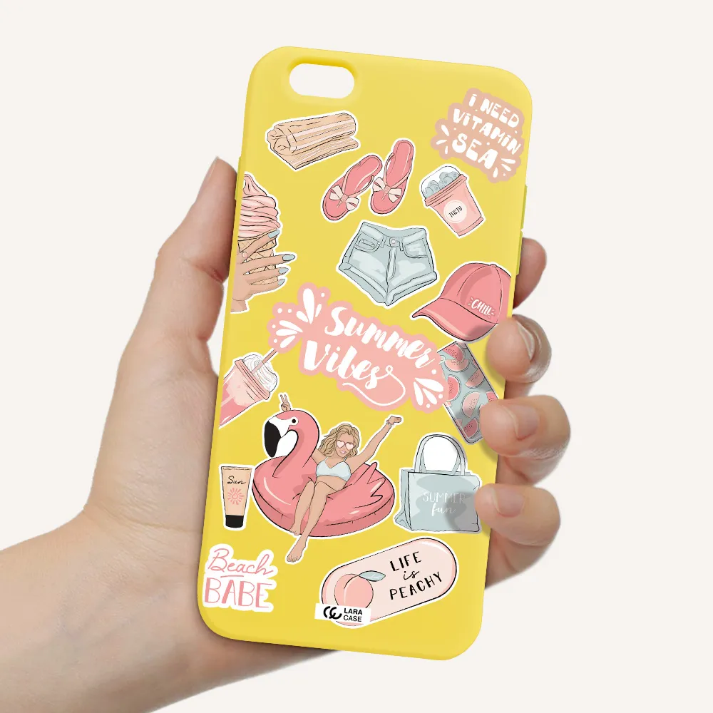 Summer Vibes Sticker Apple iPhone 6 plus Silicone canary yellow Case