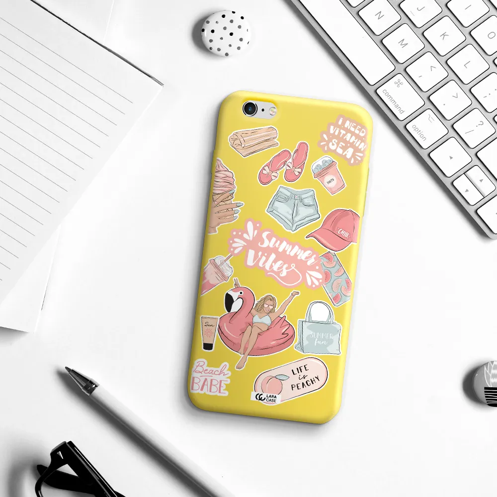Summer Vibes Sticker Apple iPhone 6 plus Silicone canary yellow Case