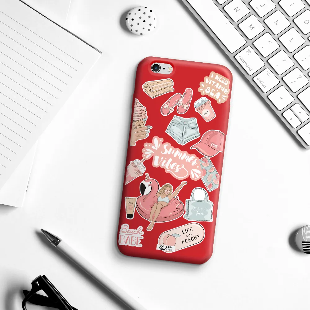 Summer Vibes Sticker Apple iPhone 6 plus Silicone Imperial Red Case