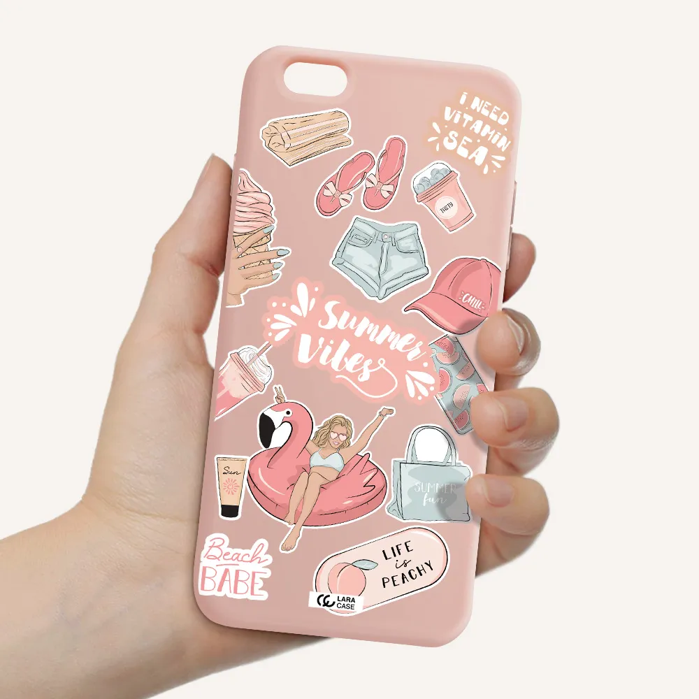 Summer Vibes Sticker Apple iPhone 6 plus Silicone pastel pink Case