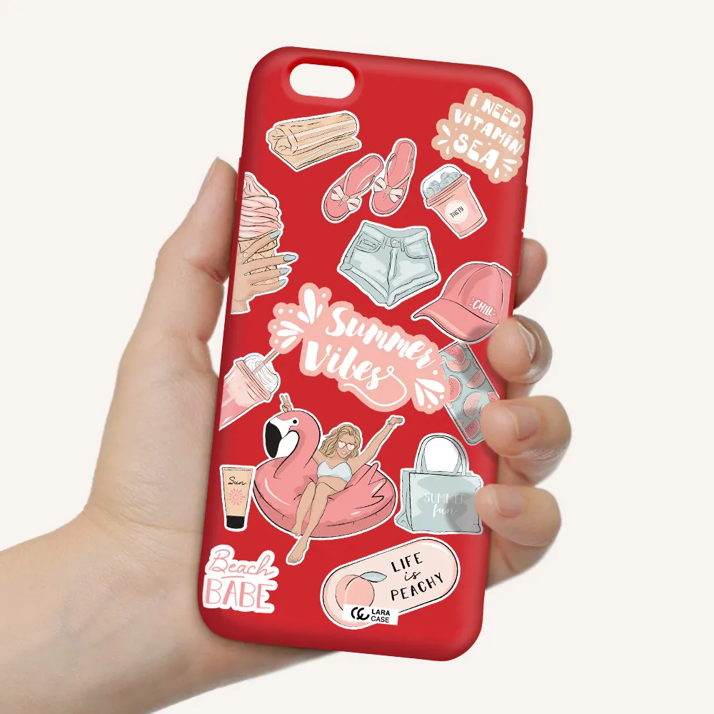 Summer Vibes Sticker Apple iPhone 6 s plus Silicone Imperial Red Case