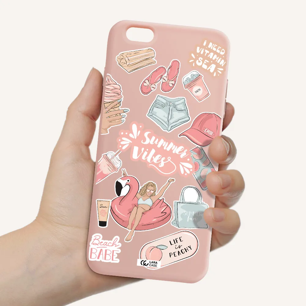 Summer Vibes Sticker Apple iPhone 6 s plus Silicone pastel pink Case