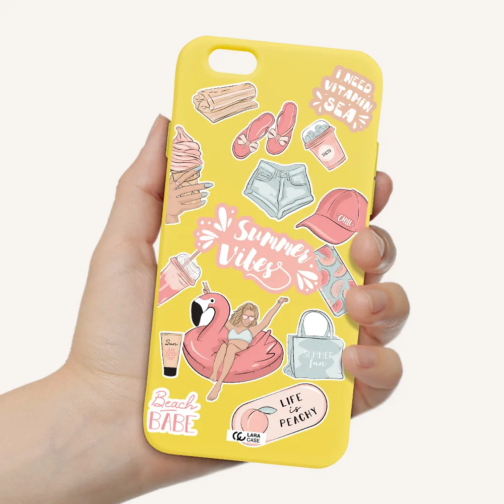 Summer Vibes Sticker Apple iPhone 6 Silicone canary yellow Case