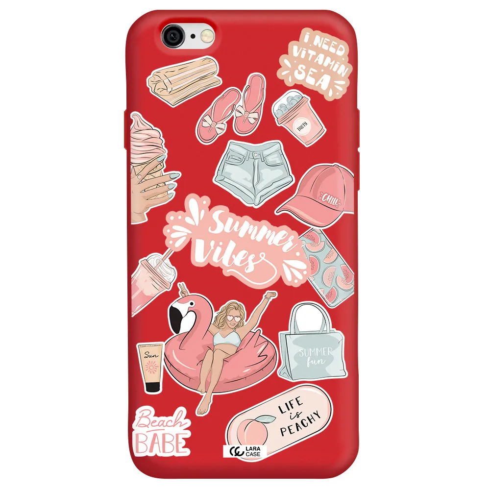 Summer Vibes Sticker Apple iPhone 6 Silicone Imperial Red Case