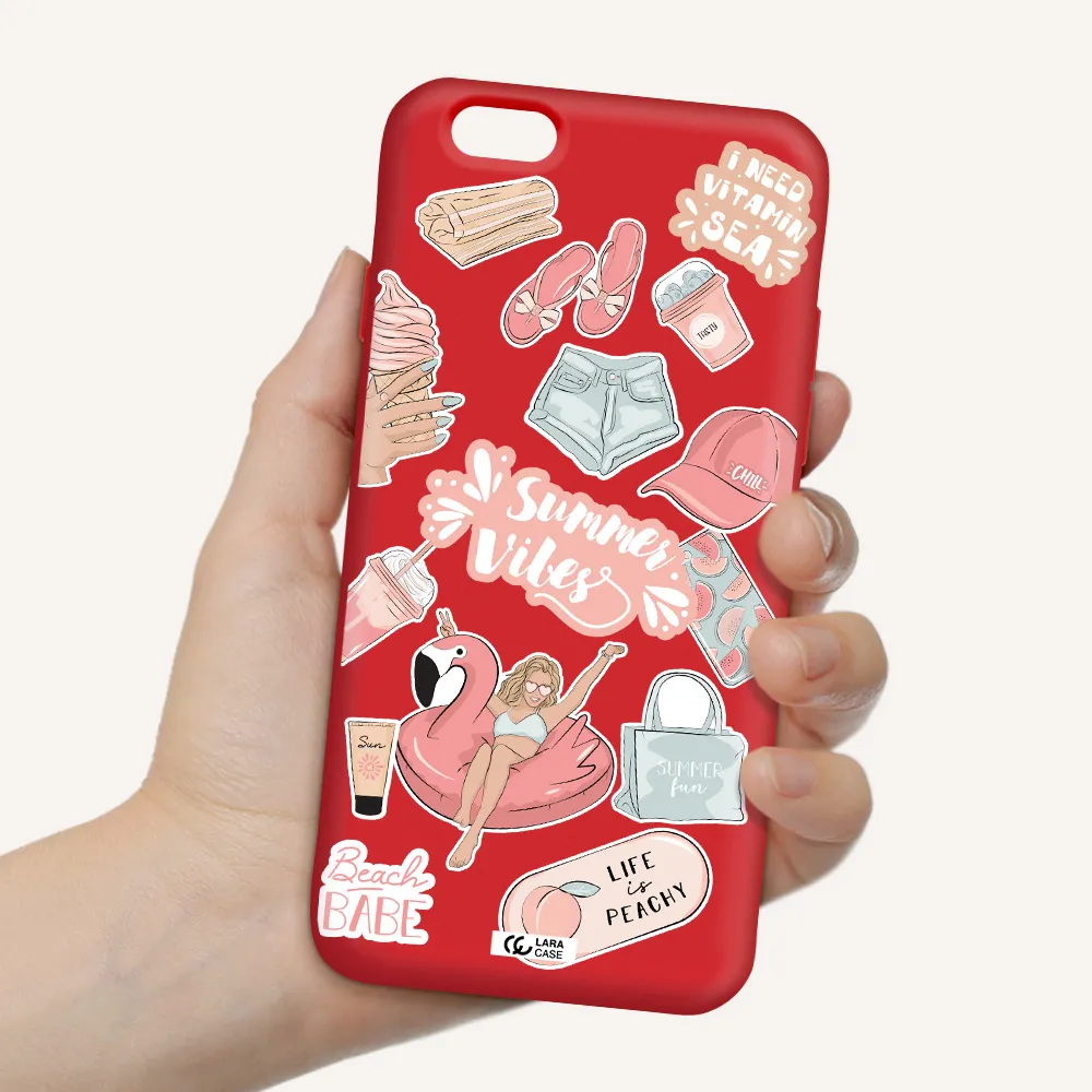 Summer Vibes Sticker Apple iPhone 6 Silicone Imperial Red Case