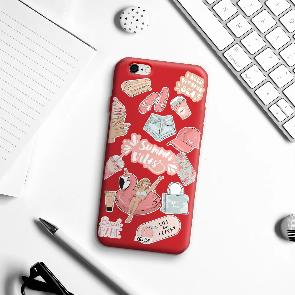 Summer Vibes Sticker Apple iPhone 6 Silicone Imperial Red Case