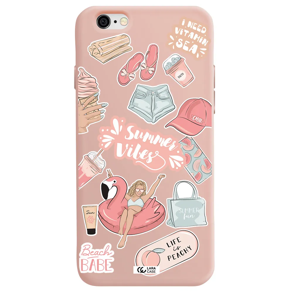 Summer Vibes Sticker Apple iPhone 6 Silicone pastel pink Case