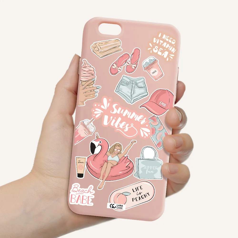 Summer Vibes Sticker Apple iPhone 6 Silicone pastel pink Case