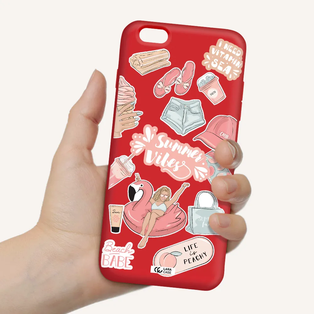 Summer Vibes Sticker Apple iPhone 6S Silicone Imperial Red Case