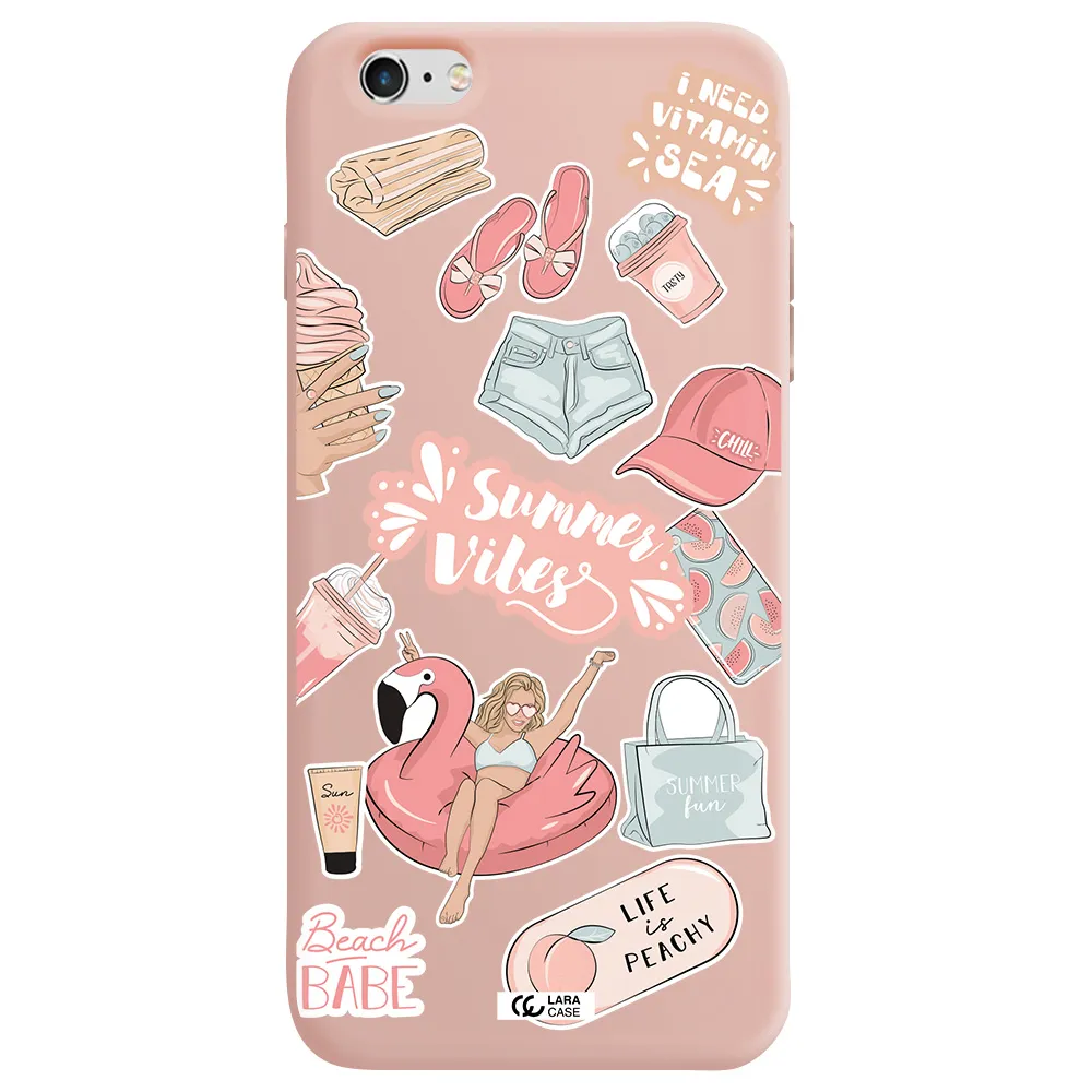 Summer Vibes Sticker Apple iPhone 6S Silicone pastel pink Case