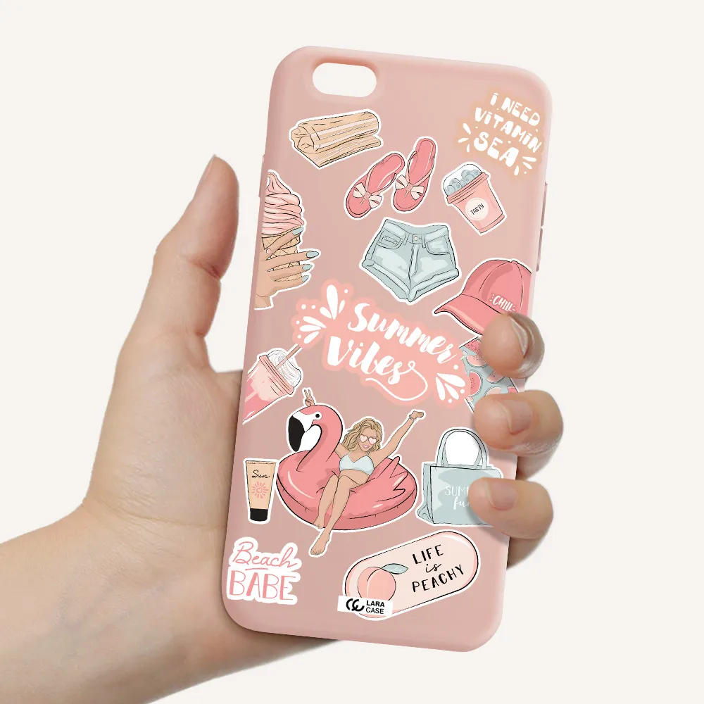 Summer Vibes Sticker Apple iPhone 6S Silicone pastel pink Case