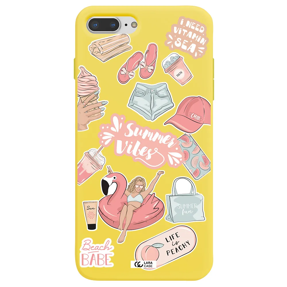 Summer Vibes Sticker Apple iPhone 7 plus Silicone canary yellow Case