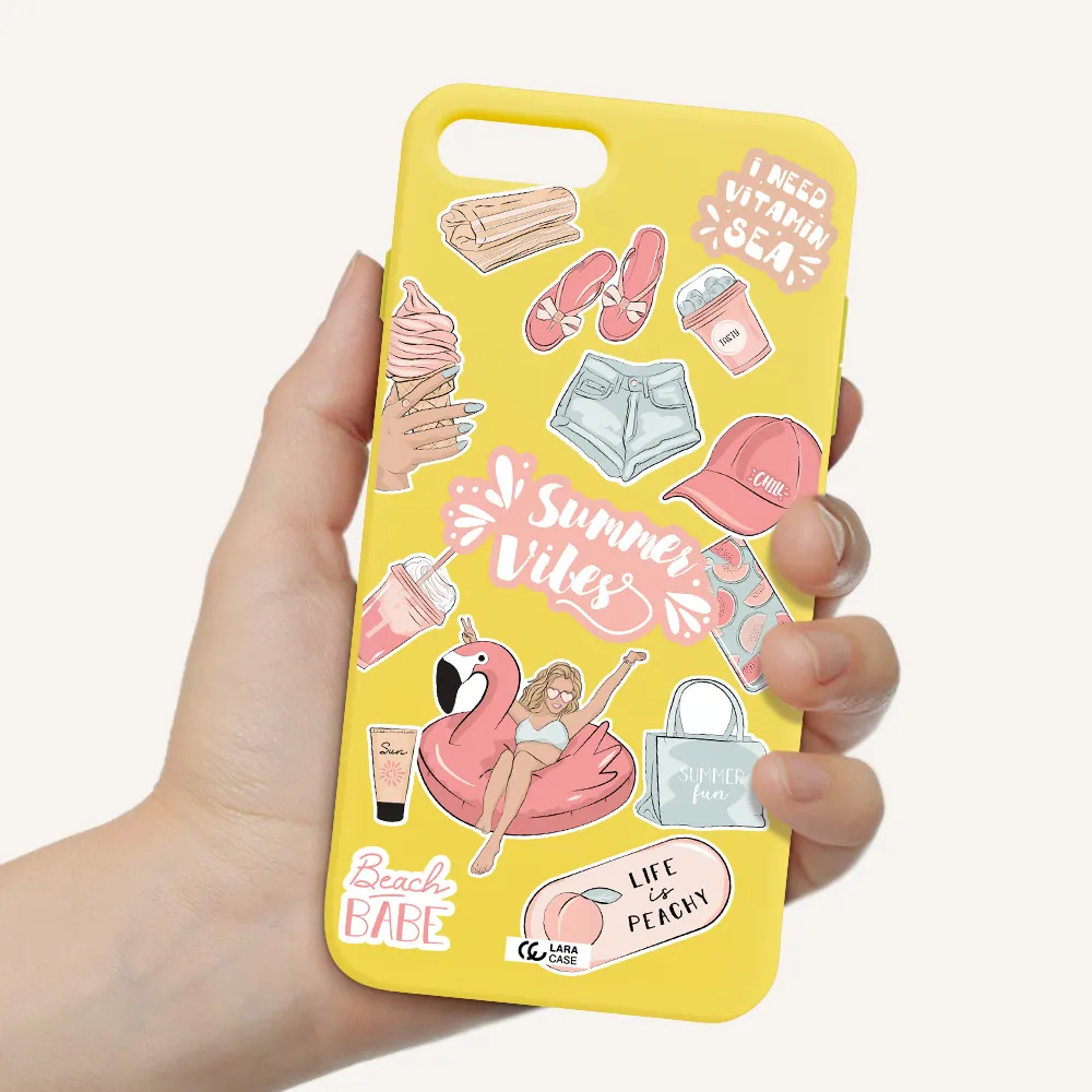 Summer Vibes Sticker Apple iPhone 7 plus Silicone canary yellow Case