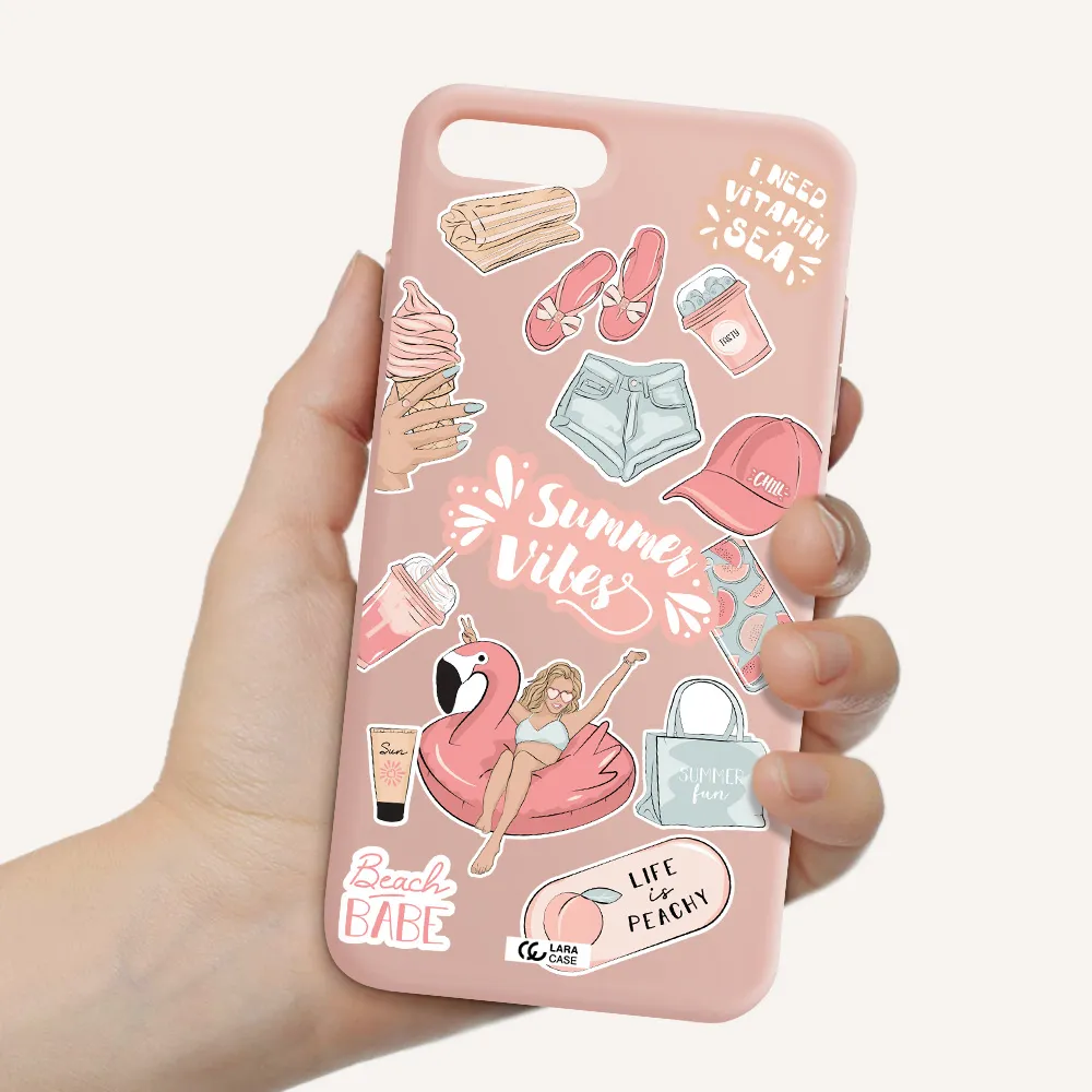 Summer Vibes Sticker Apple iPhone 7 plus Silicone pastel pink Case