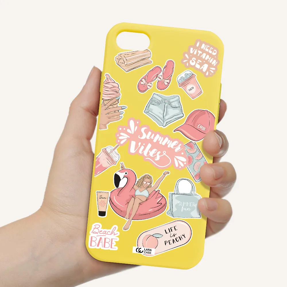 Summer Vibes Sticker Apple iPhone 7 Silicone canary yellow Case
