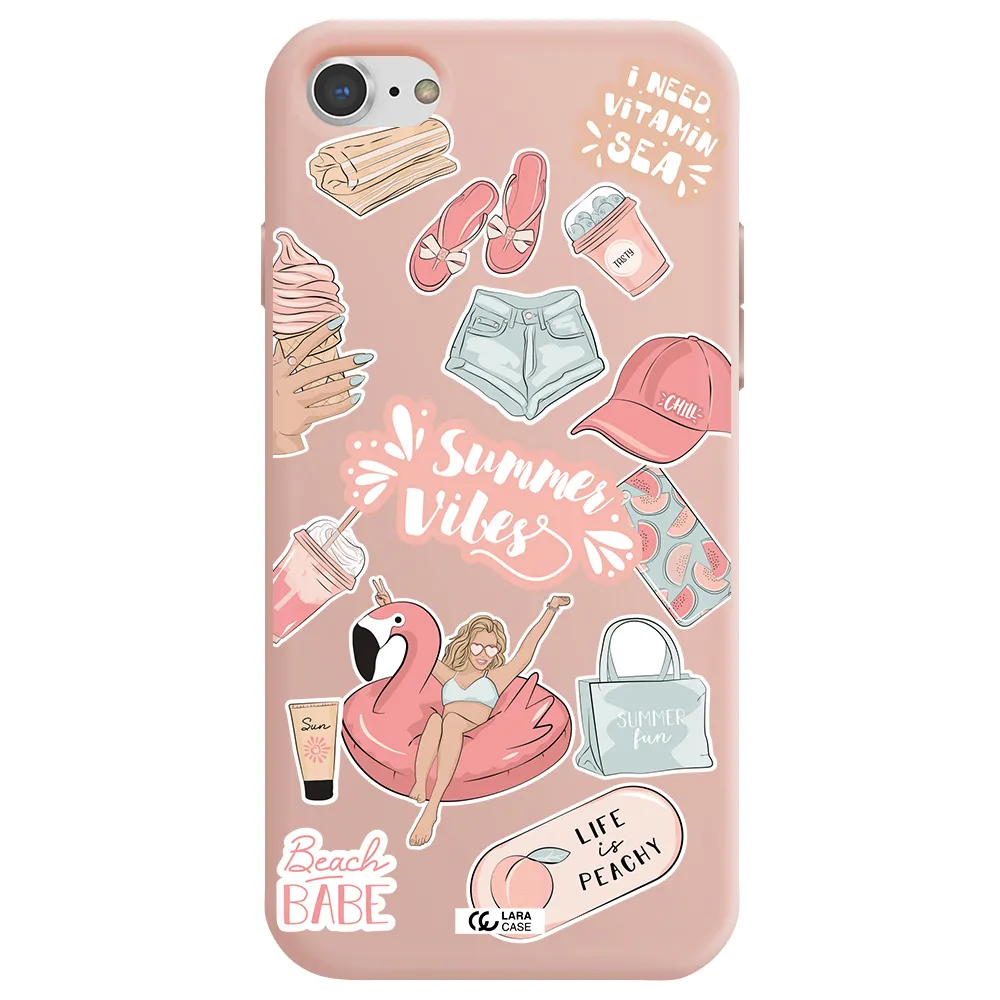 Summer Vibes Sticker Apple iPhone 7 Silicone pastel pink Case