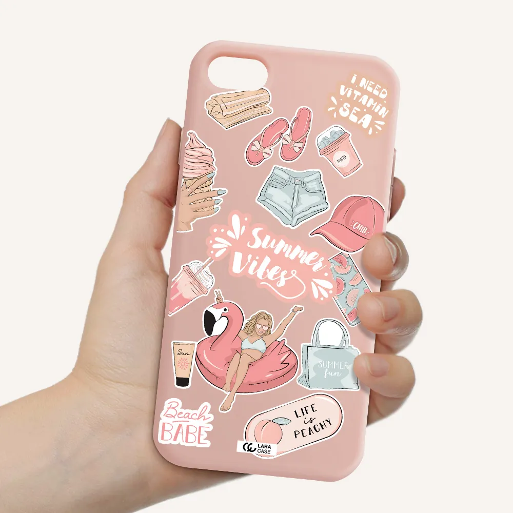Summer Vibes Sticker Apple iPhone 7 Silicone pastel pink Case