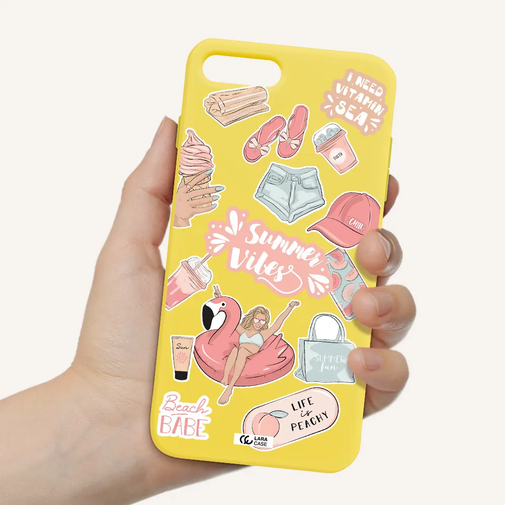 Summer Vibes Sticker Apple iPhone 8 plus Silicone canary yellow Case
