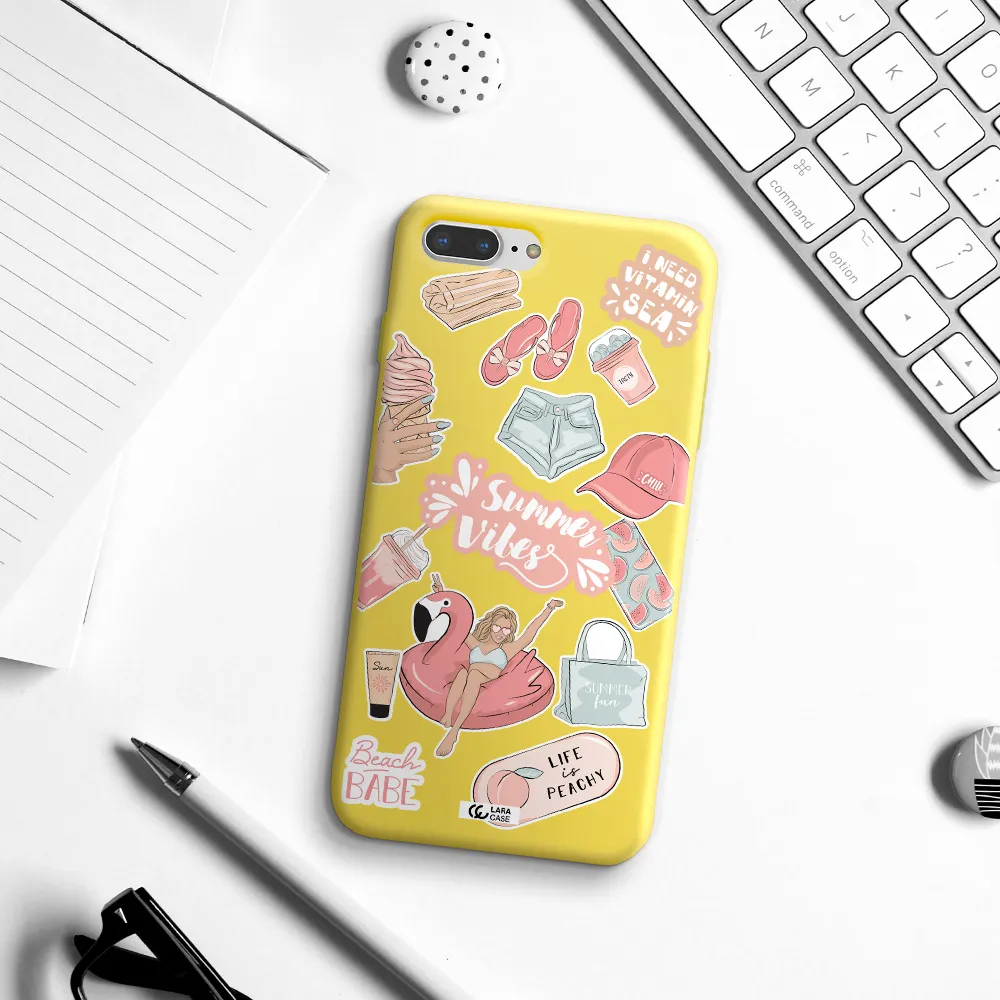 Summer Vibes Sticker Apple iPhone 8 plus Silicone canary yellow Case