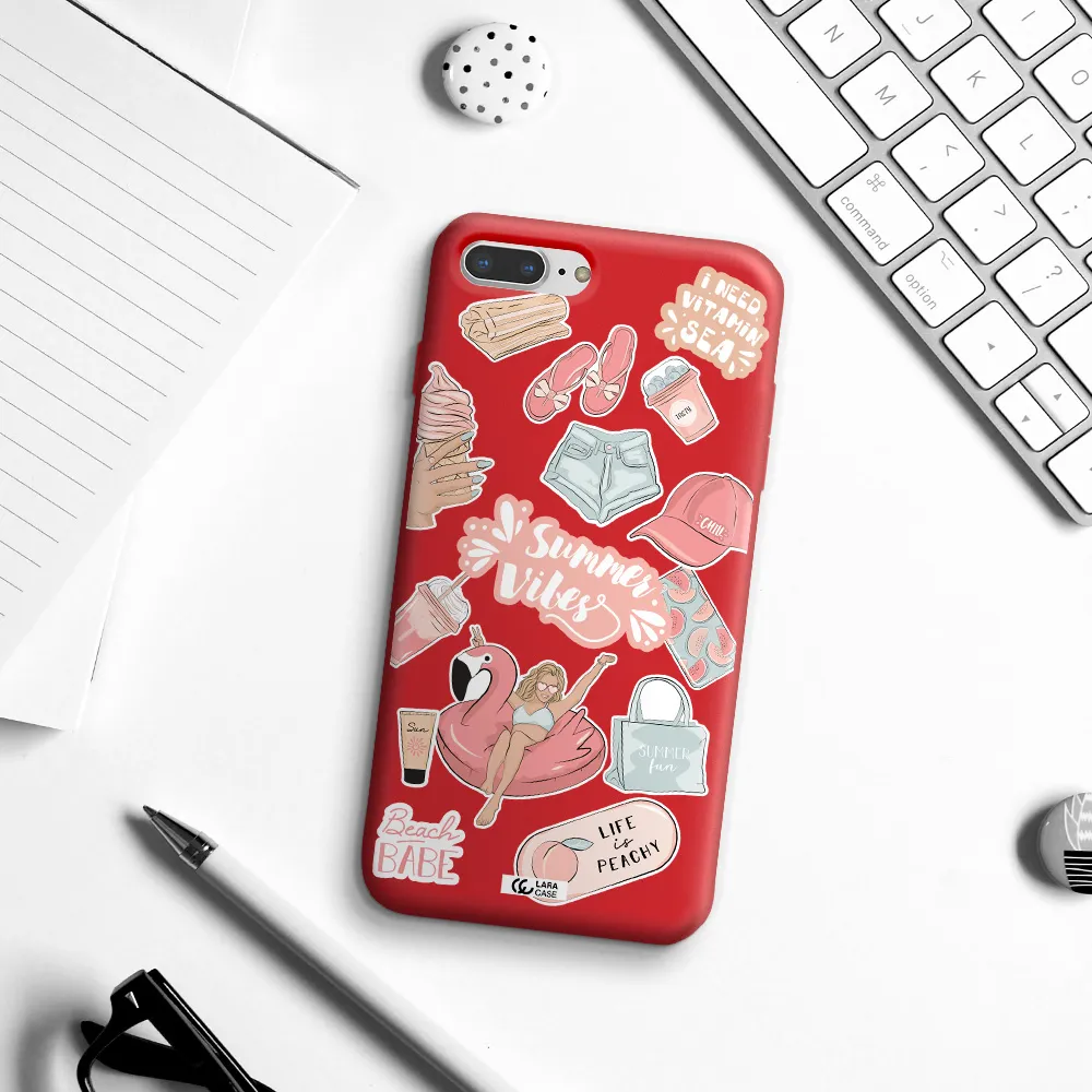Summer Vibes Sticker Apple iPhone 8 plus Silicone Imperial Red Case