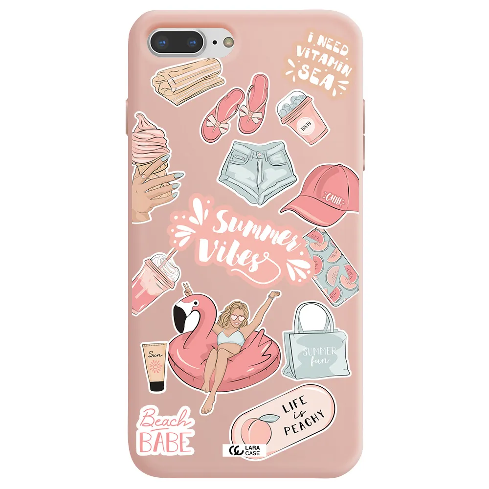 Summer Vibes Sticker Apple iPhone 8 plus Silicone pastel pink Case