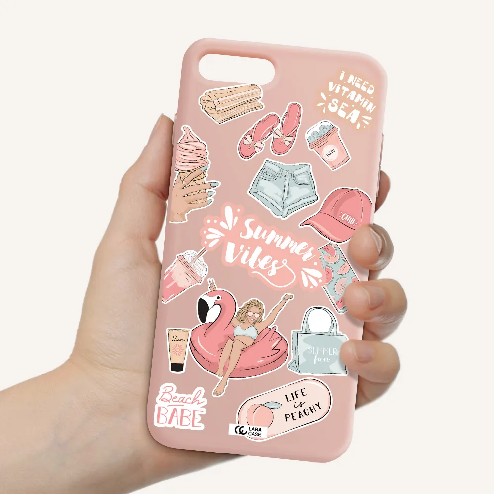Summer Vibes Sticker Apple iPhone 8 plus Silicone pastel pink Case