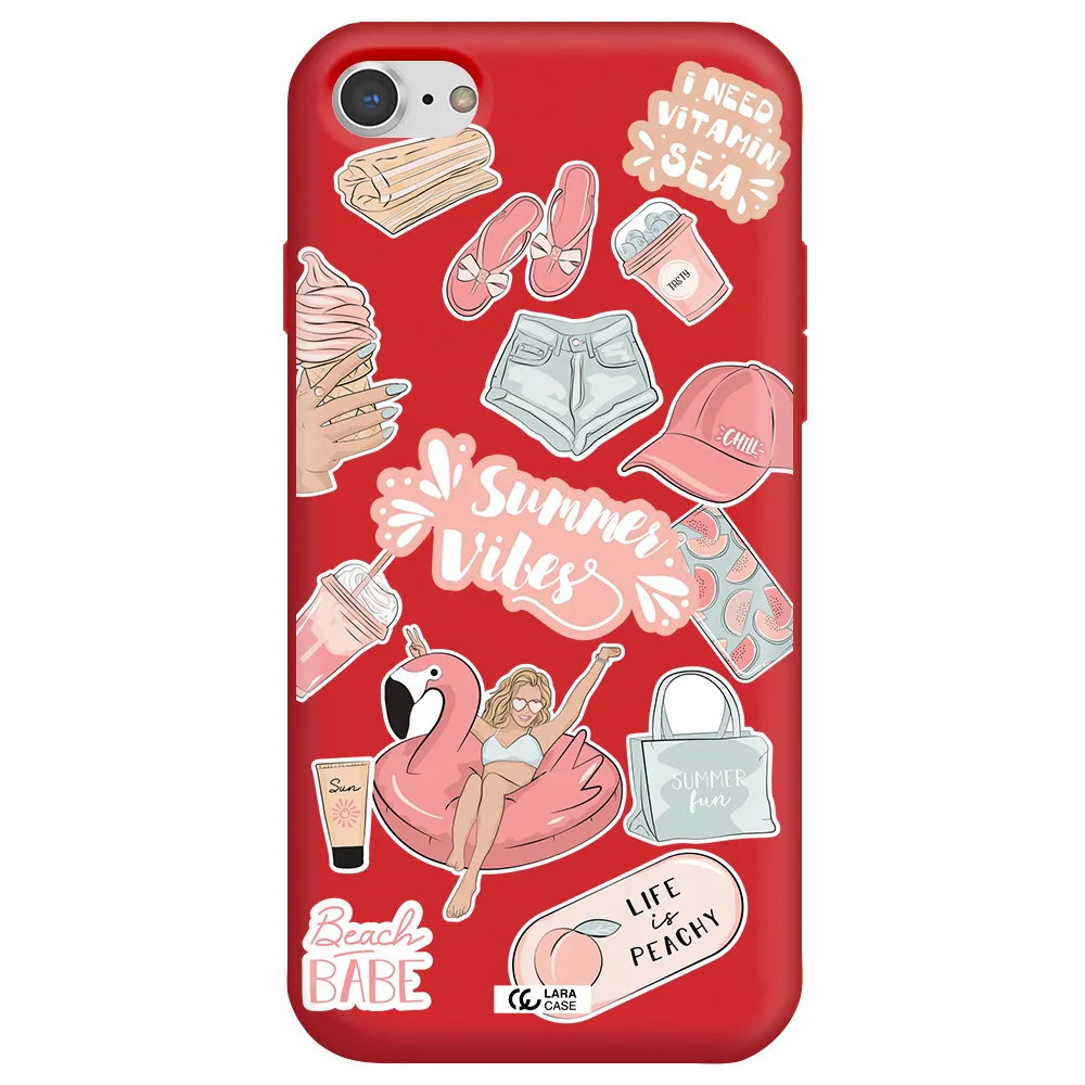 Summer Vibes Sticker Apple iPhone 8 Silicone Imperial Red Case