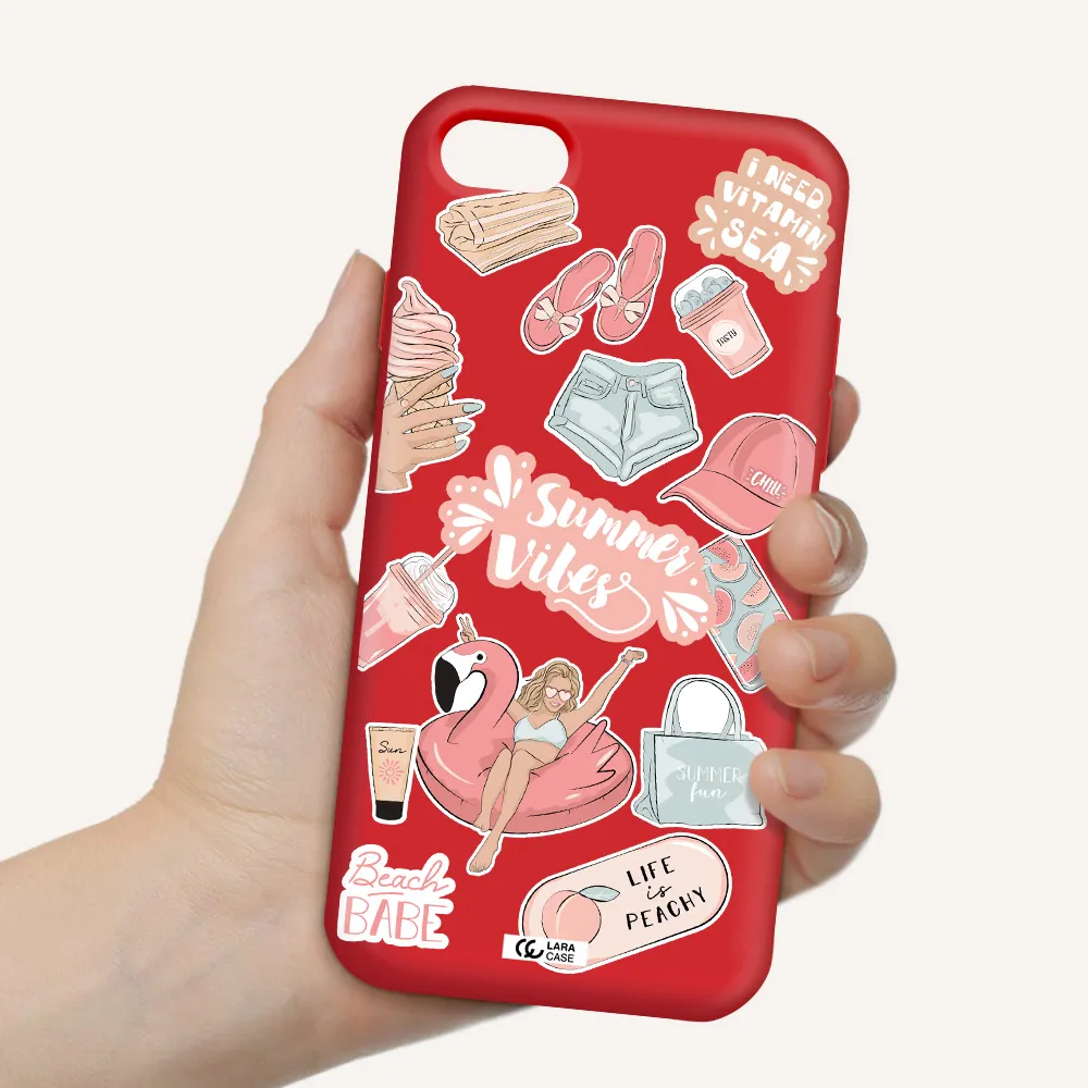 Summer Vibes Sticker Apple iPhone 8 Silicone Imperial Red Case