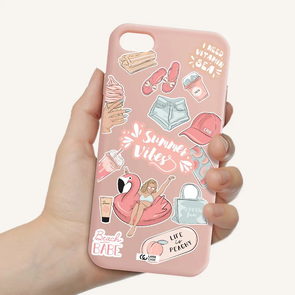 Summer Vibes Sticker Apple iPhone 8 Silicone pastel pink Case