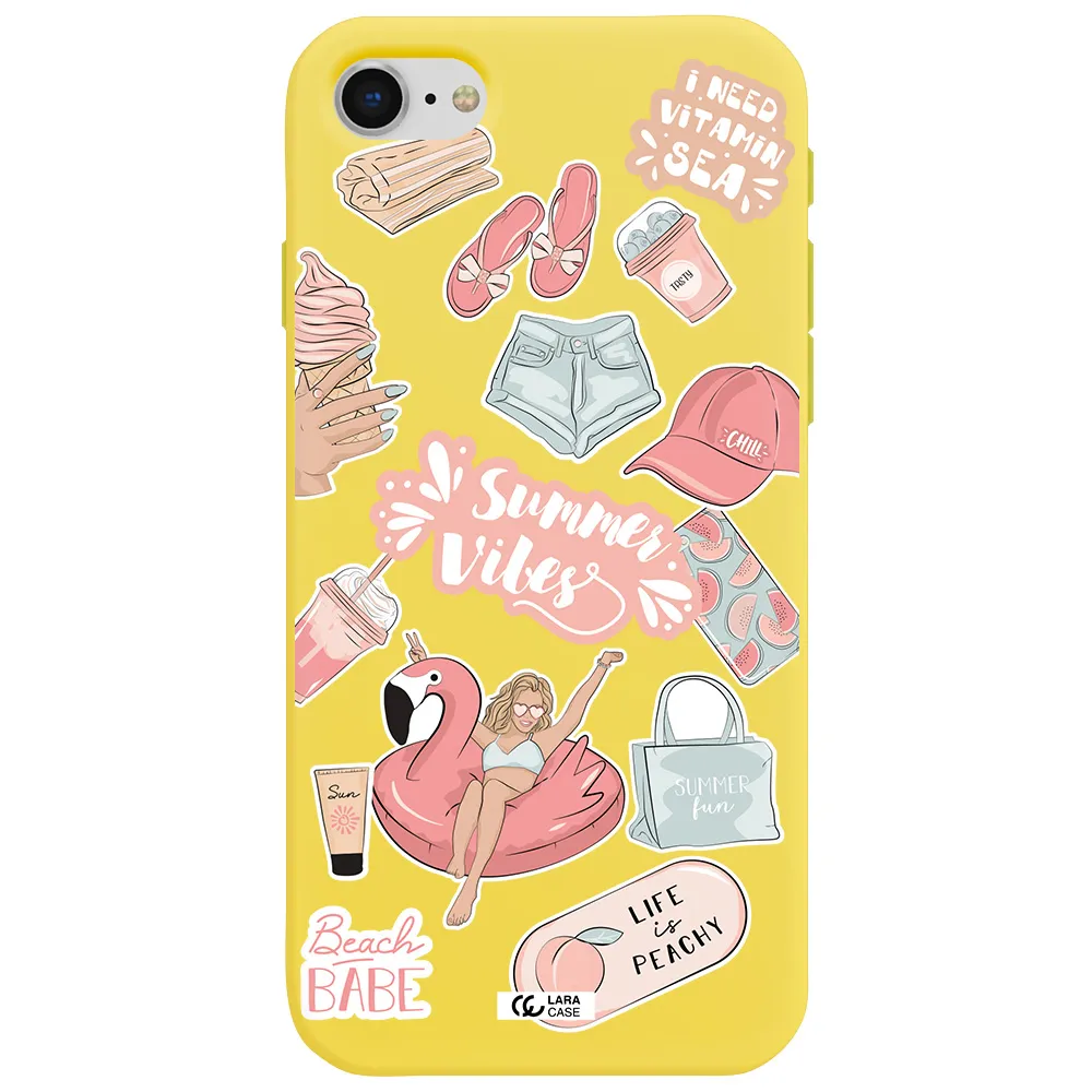 Summer Vibes Sticker Apple iPhone se 2020 Silicone canary yellow Case