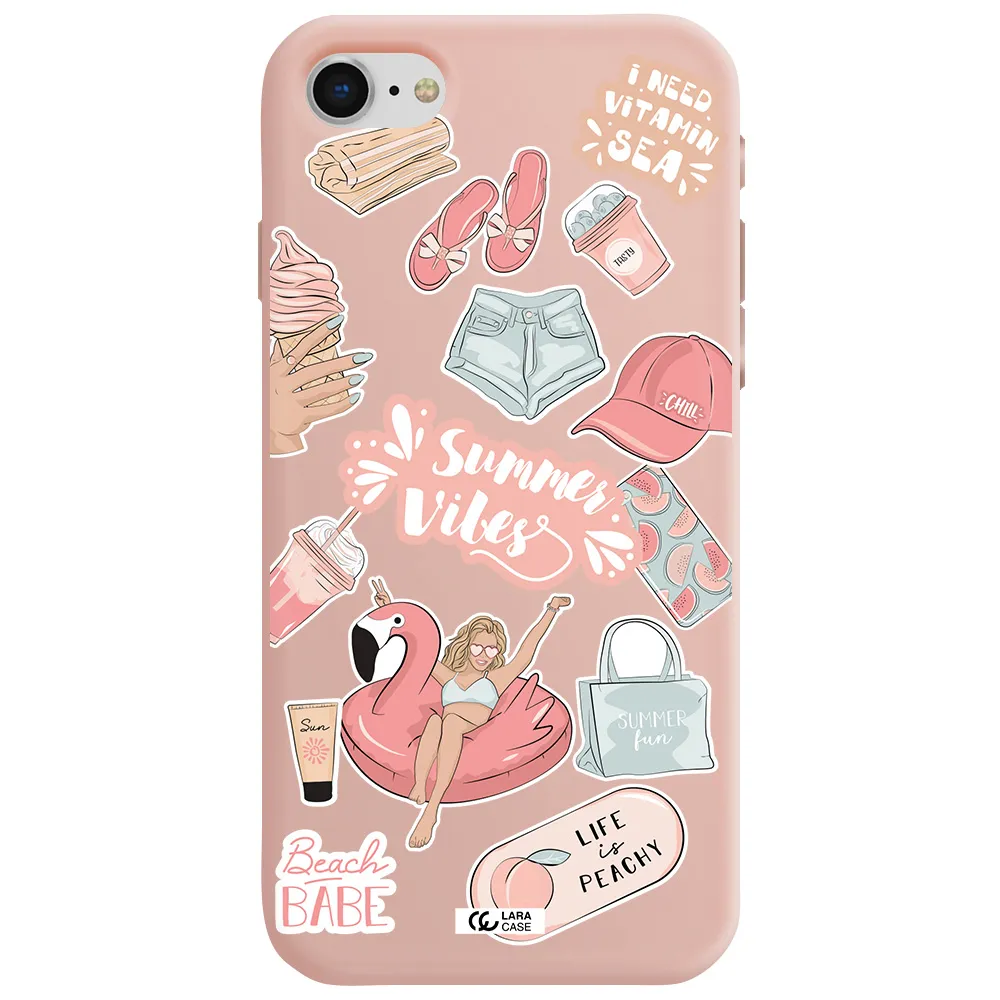 Summer Vibes Sticker Apple iPhone se 2020 Silicone pastel pink Case