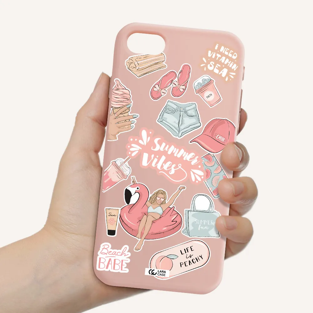 Summer Vibes Sticker Apple iPhone se 2020 Silicone pastel pink Case