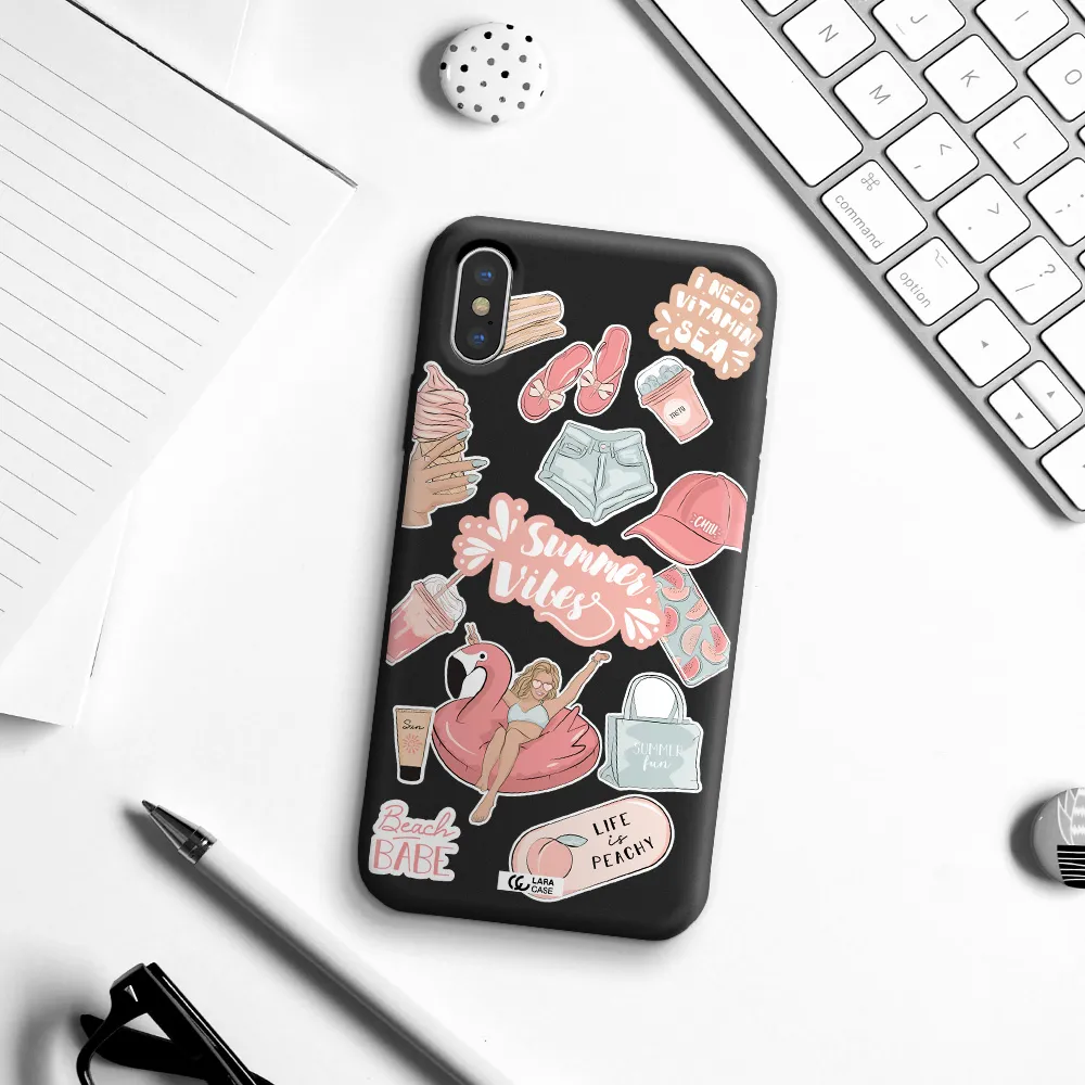 Summer Vibes Sticker Apple iPhone X Silicone black Case