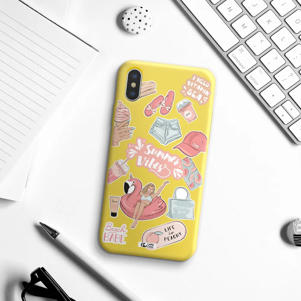 Summer Vibes Sticker Apple iPhone X Silicone canary yellow Case