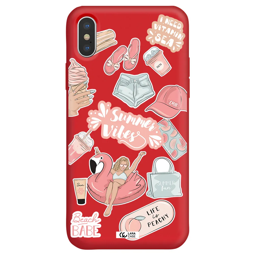 Summer Vibes Sticker Apple iPhone X Silicone Imperial Red Case