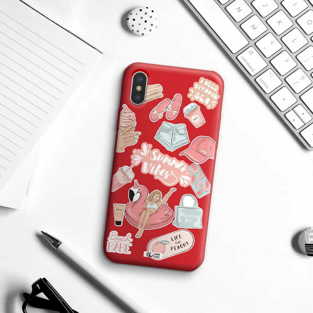 Summer Vibes Sticker Apple iPhone X Silicone Imperial Red Case
